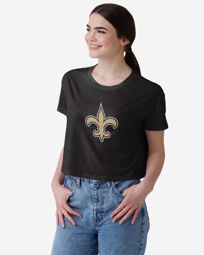 New Orleans Saints Womens Solid Big Logo Crop Top FOCO S - FOCO.com