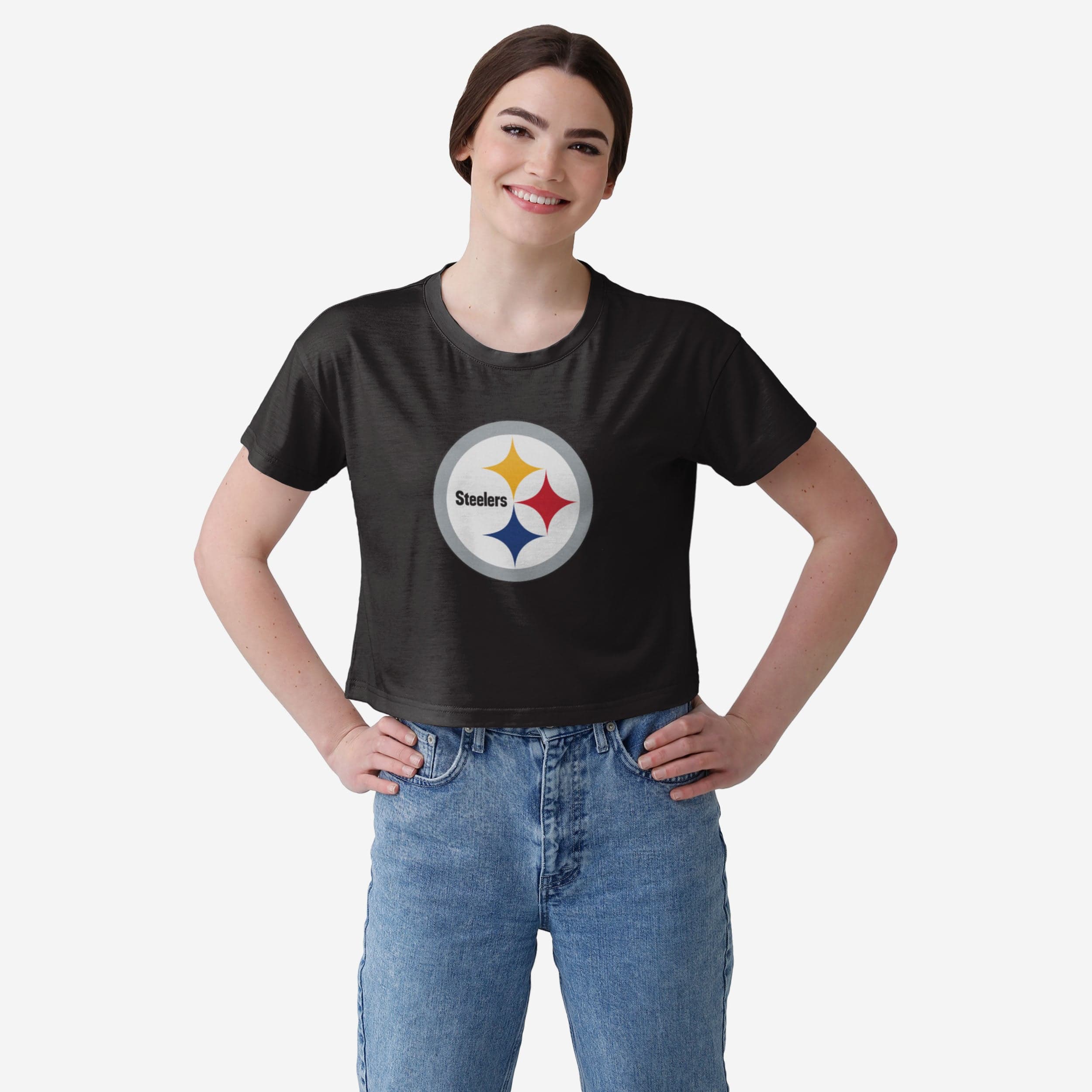 Pittsburgh Steelers Womens Cold Shoulder T-Shirt FOCO