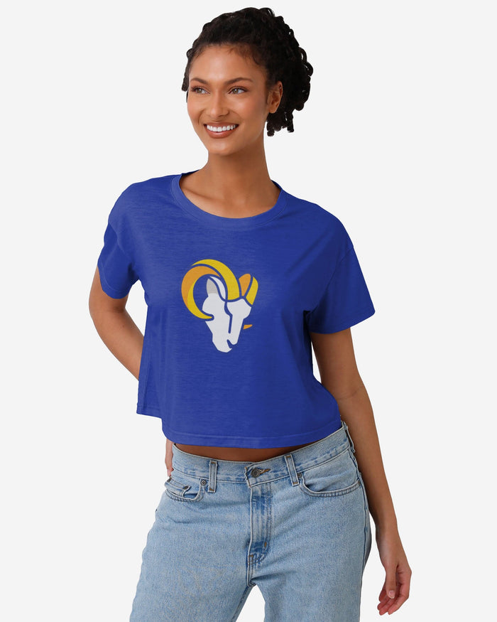 Los Angeles Rams Womens Solid Big Logo Crop Top FOCO S - FOCO.com