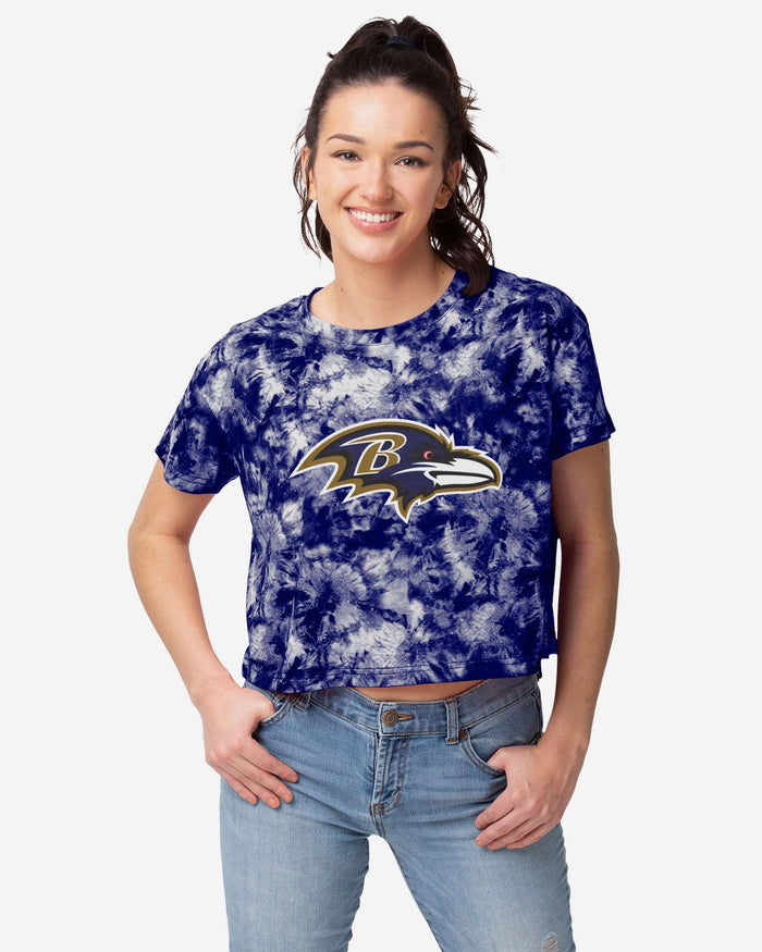 Baltimore Ravens Womens Tie-Dye Big Logo Crop Top FOCO S - FOCO.com