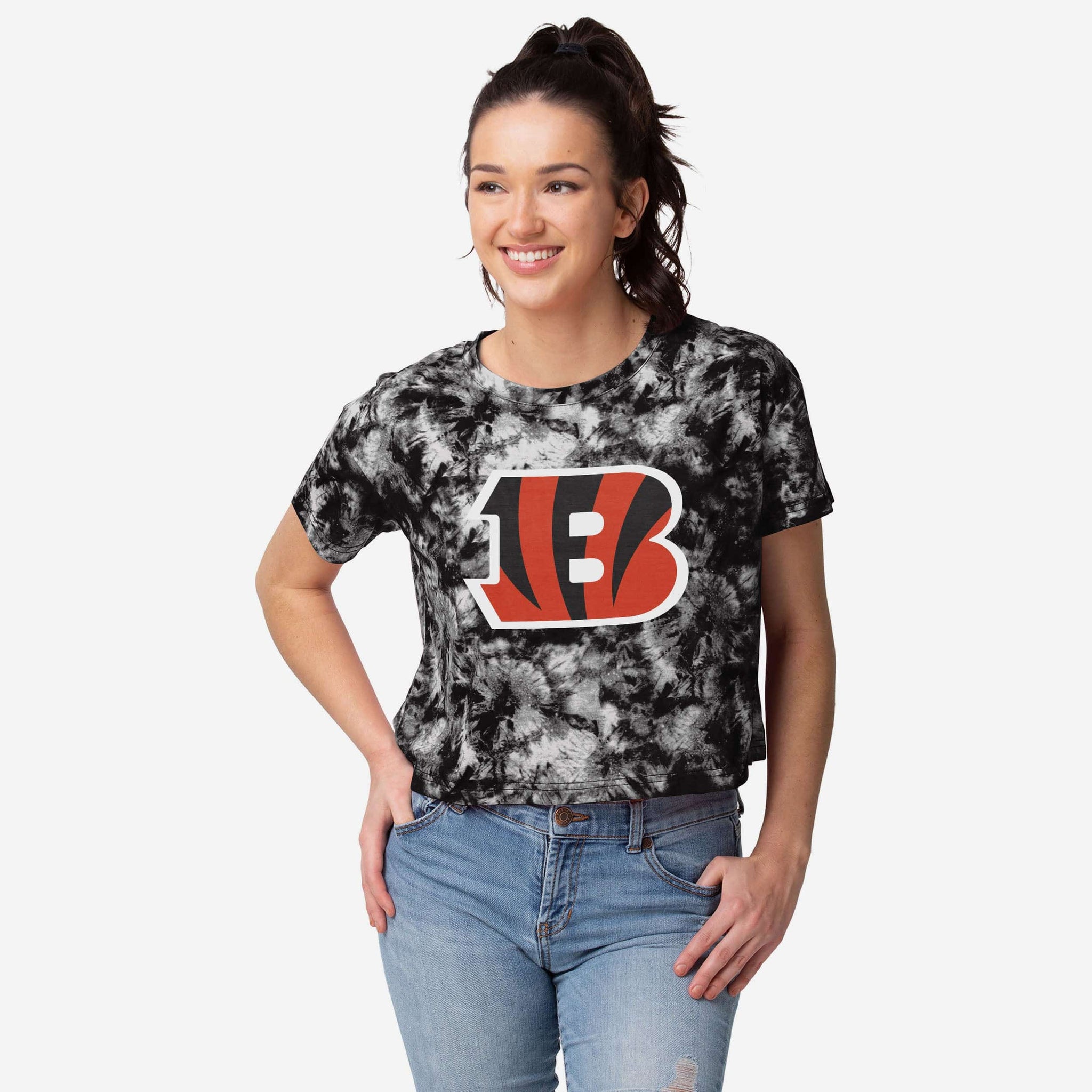 Women's FOCO Black Cincinnati Bengals Ugly Holiday Cropped Sweater