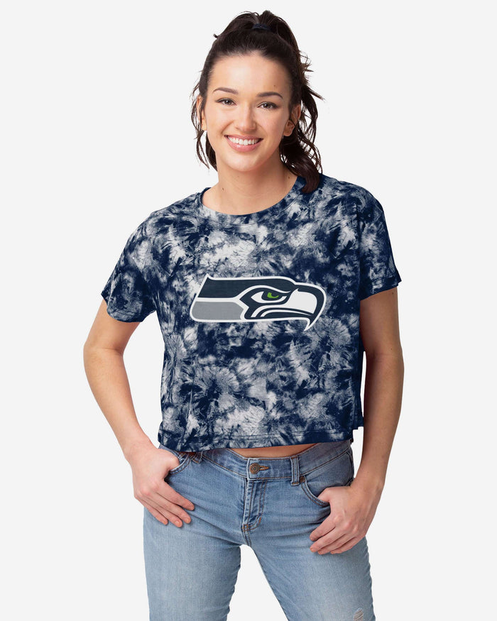 Seattle Seahawks Womens Tie-Dye Big Logo Crop Top FOCO S - FOCO.com