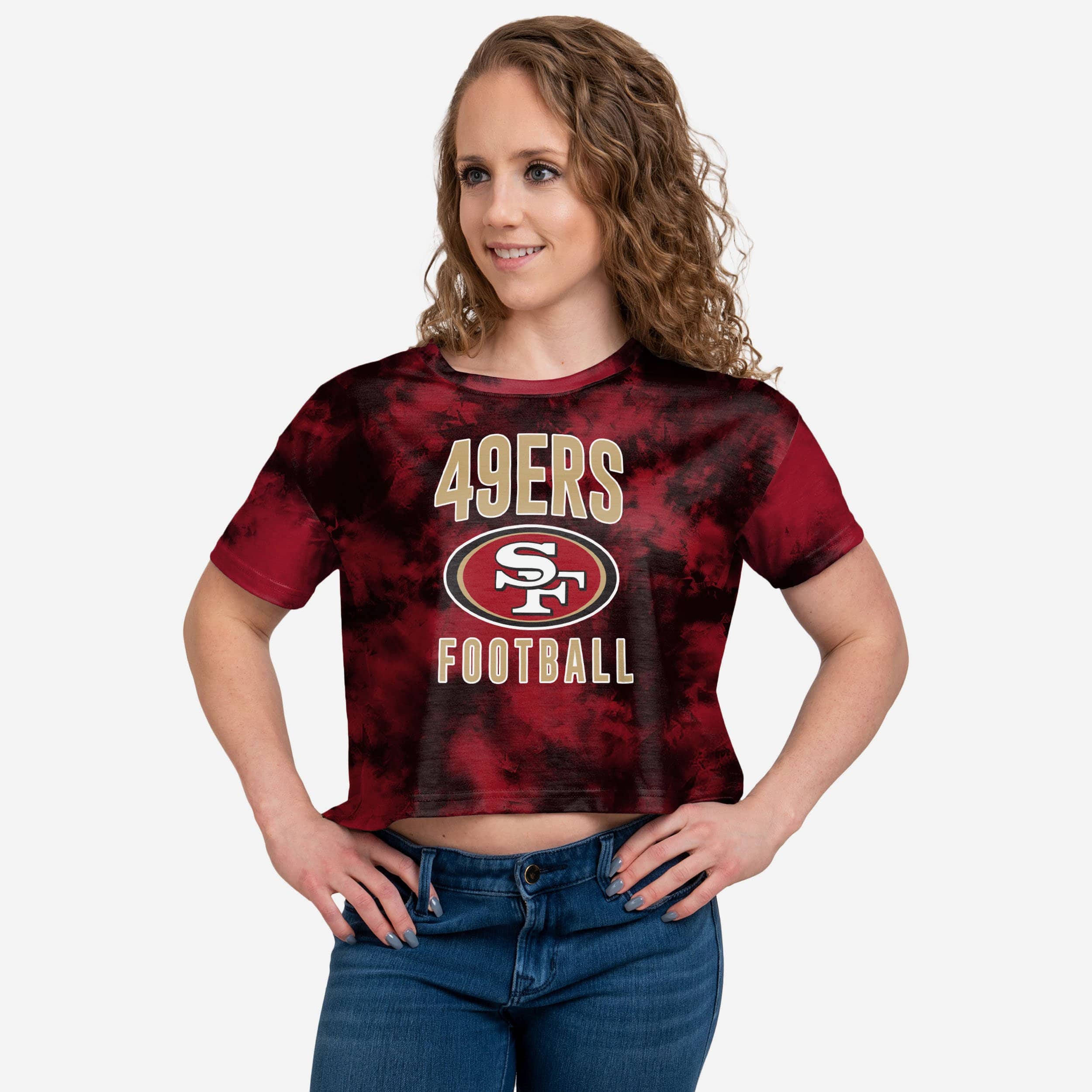 Nfl San Francisco 49ers Girls' Short Sleeve Tie-dye Fashion Crop T-shirt :  Target