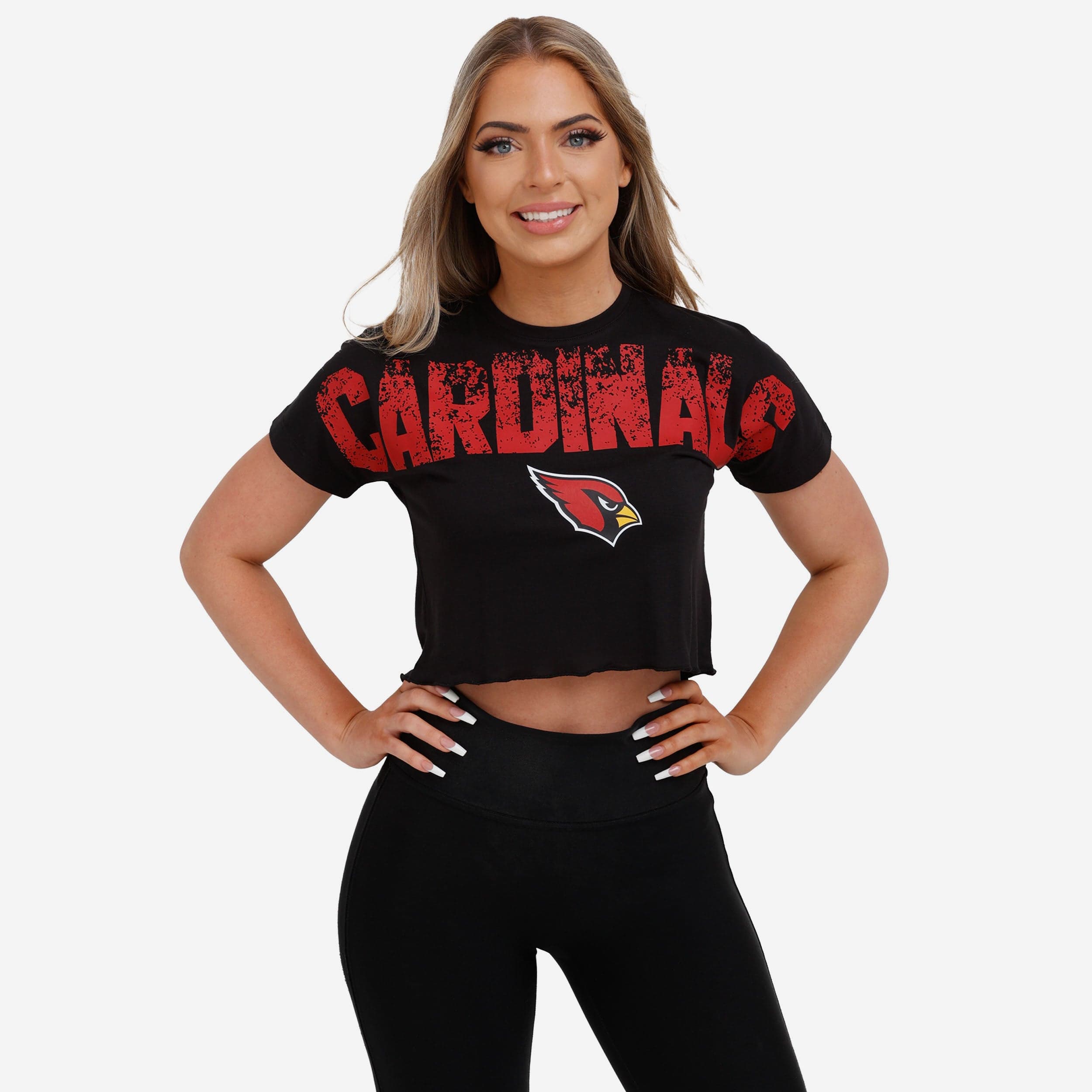 : FOCO Arizona Cardinals NFL Womens Solid Big Logo Crop