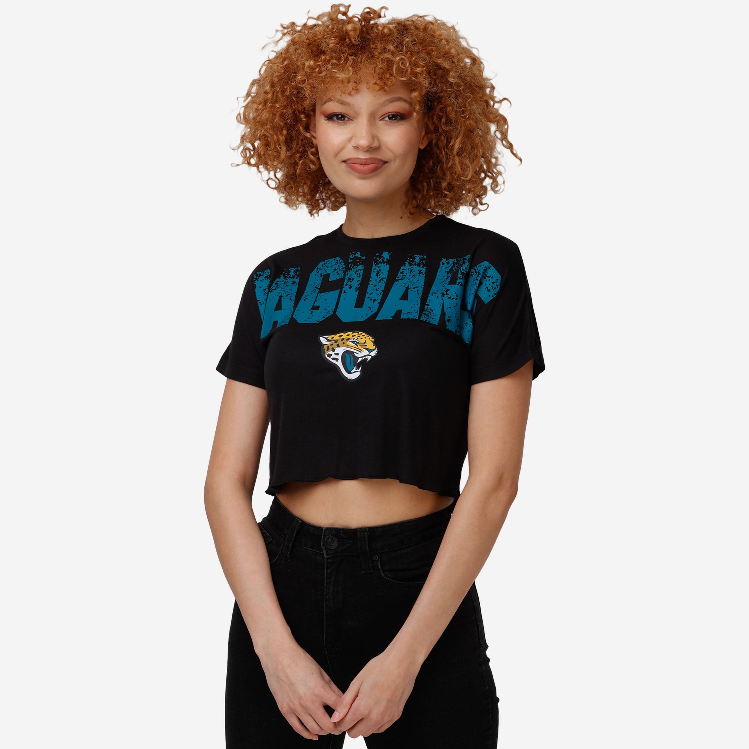 BLACK JAGUARS VINTAGE LOGO CROPPED TEE