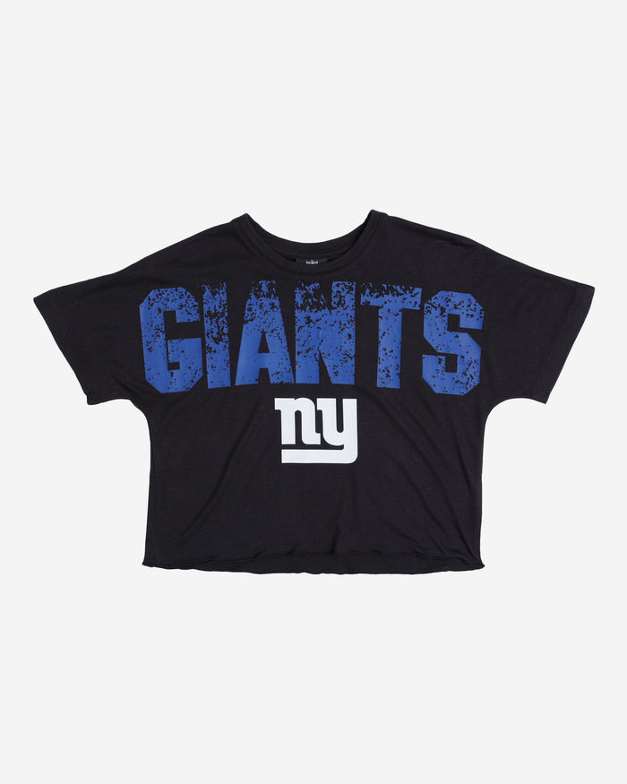 New York Giants Womens Petite Distressed Wordmark Crop Top FOCO - FOCO.com