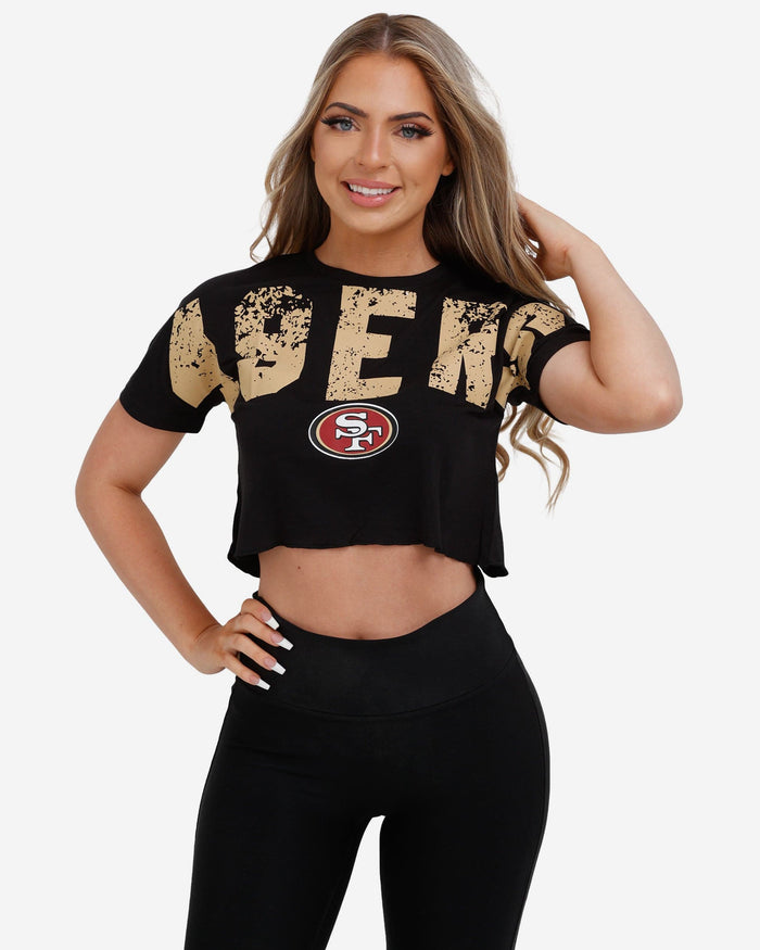 San Francisco 49ers NFL Womens Distressed Wordmark Crop Top