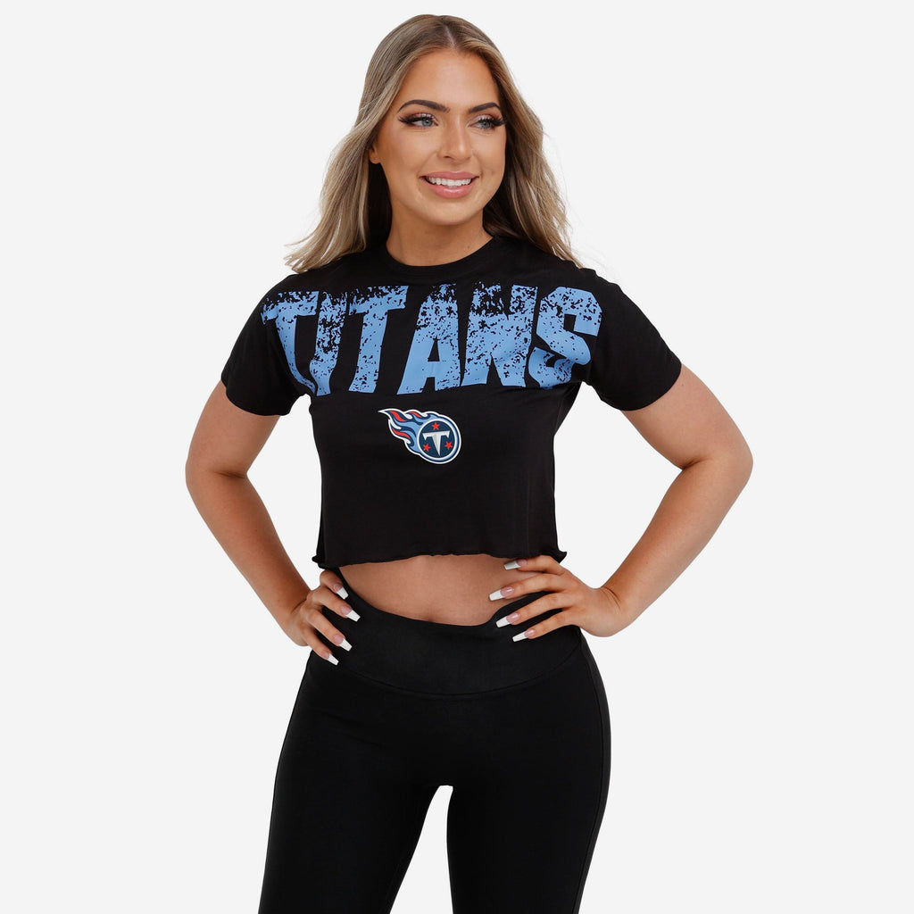 Tennessee Titans Womens Petite Distressed Wordmark Crop Top FOCO S - FOCO.com