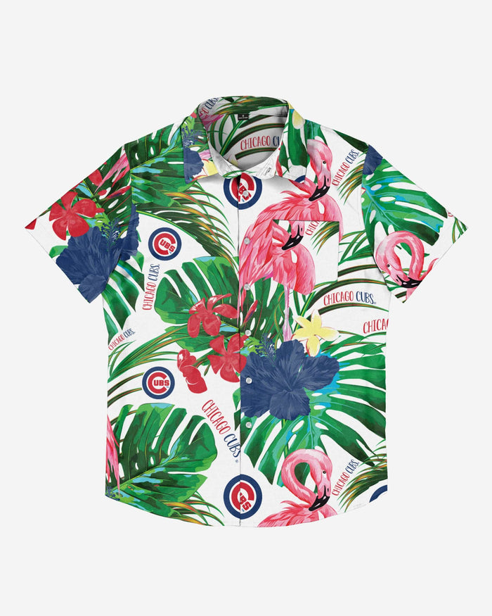 FOCO Chicago Cubs Flamingo Button Up Shirt, Mens Size: M