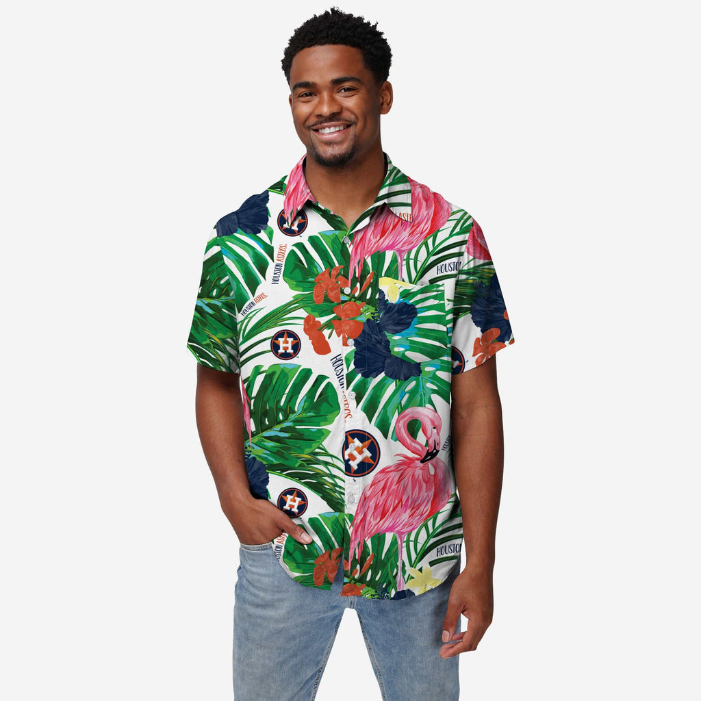 Houston Astros Flamingo Button Up Shirt FOCO S - FOCO.com