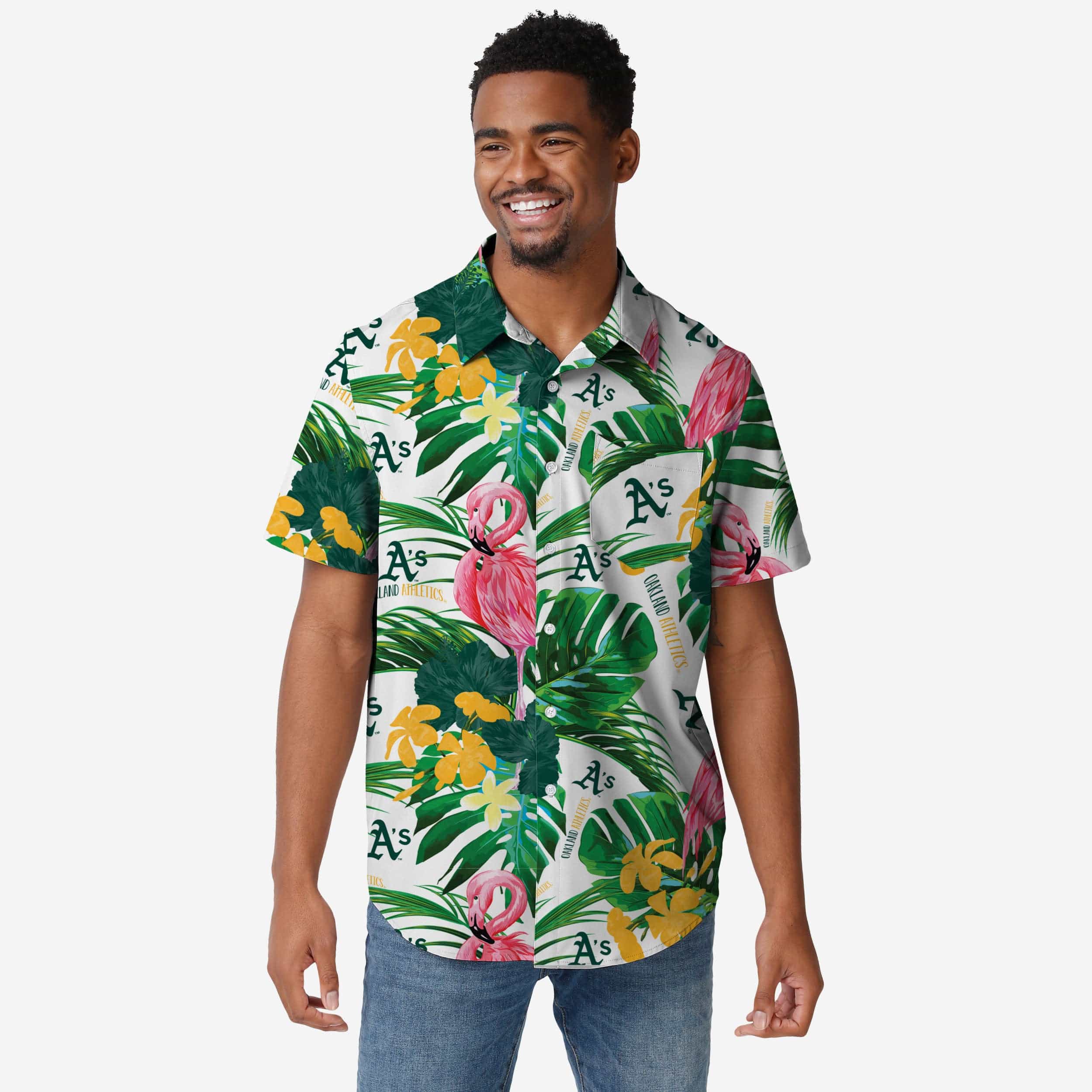 Oakland A's Hawaiian Shirt Short Sleeve Athletics Tropical Cool