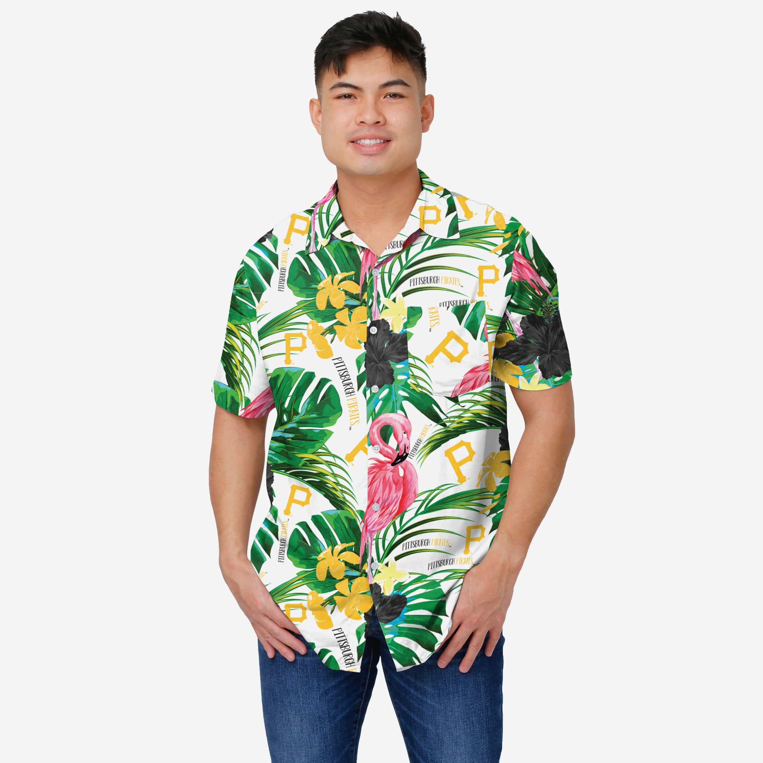 Pittsburgh Pirates Tropical Flower Short Sleeve Hawaiian Shirt For