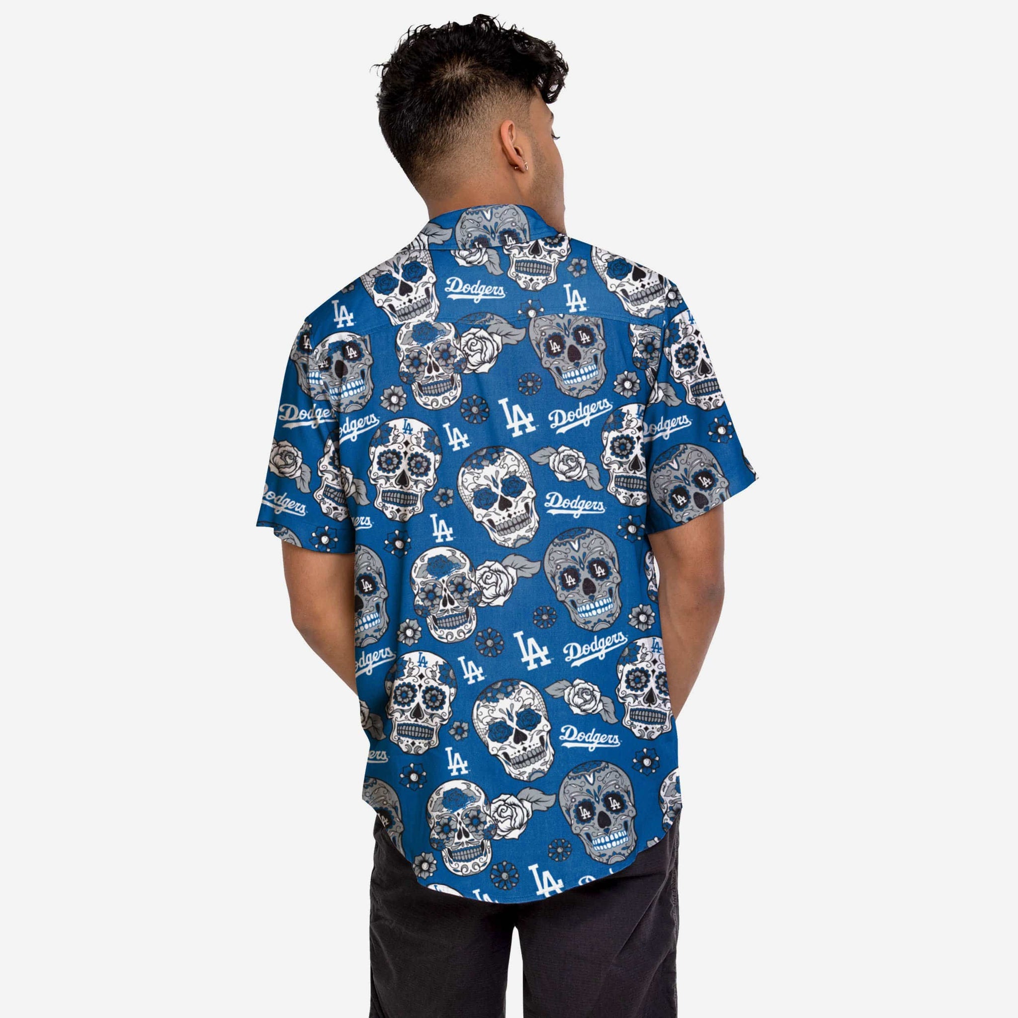 FOCO Royal Los Angeles Dodgers Floral Button Up Shirt