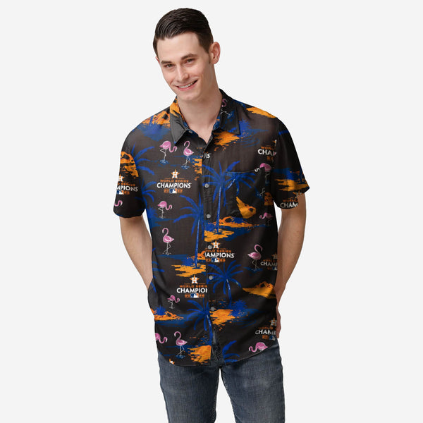 FOCO Houston Astros MLB Mens Floral Button Up Shirt