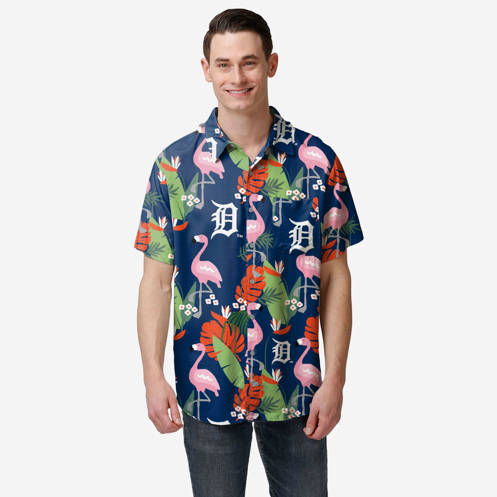 Detroit Tigers Floral Button Up Shirt FOCO