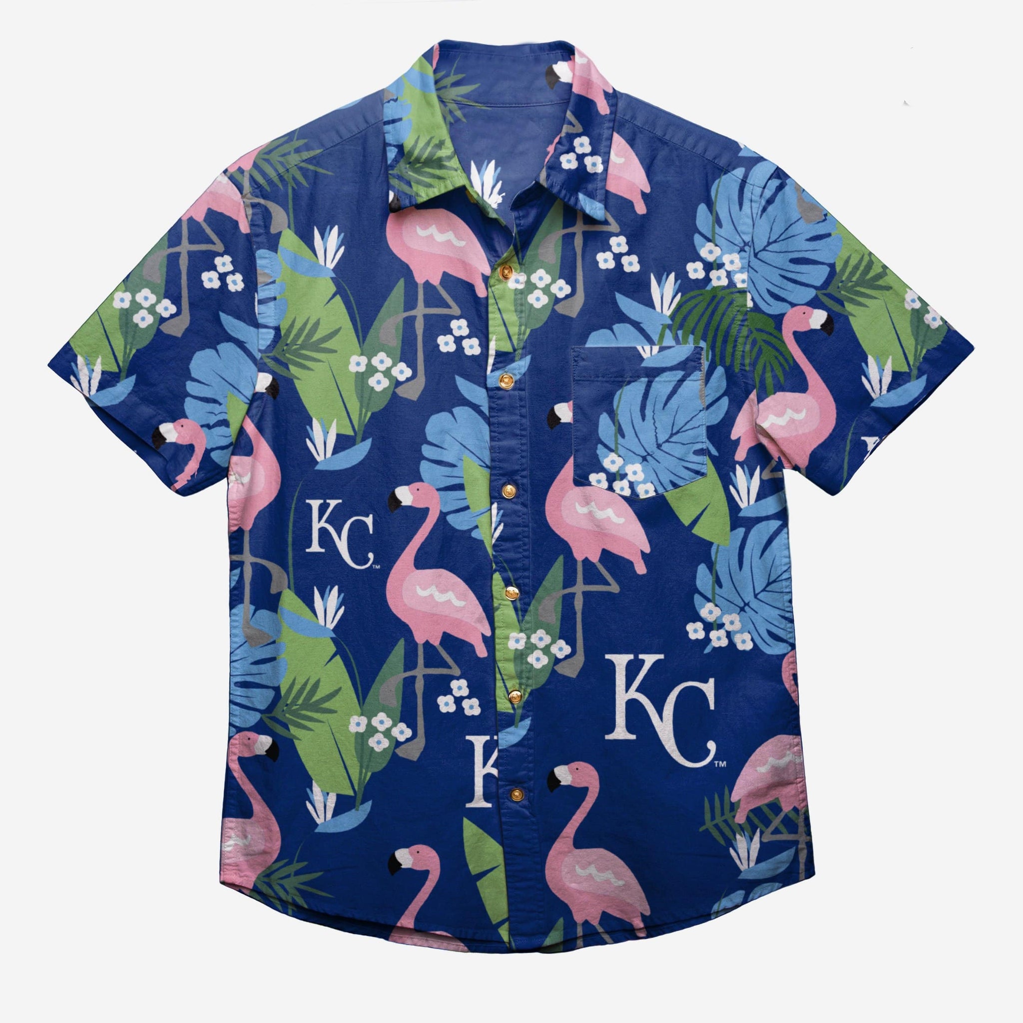 FOCO Kansas City Royals Floral Button Up Shirt, Mens Size: M