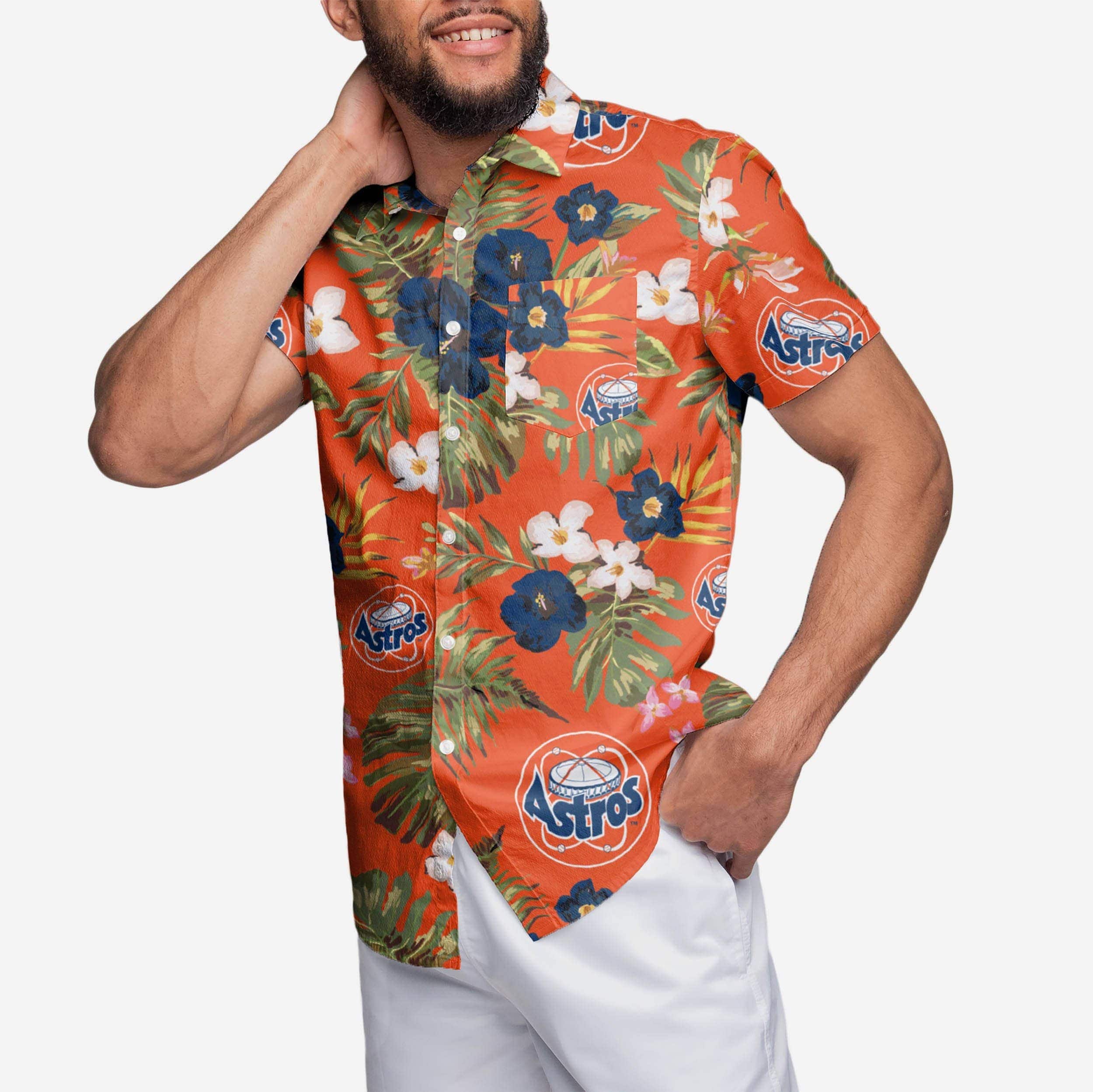FOCO Houston Astros Highlights Button Up Shirt, Mens Size: 2XL