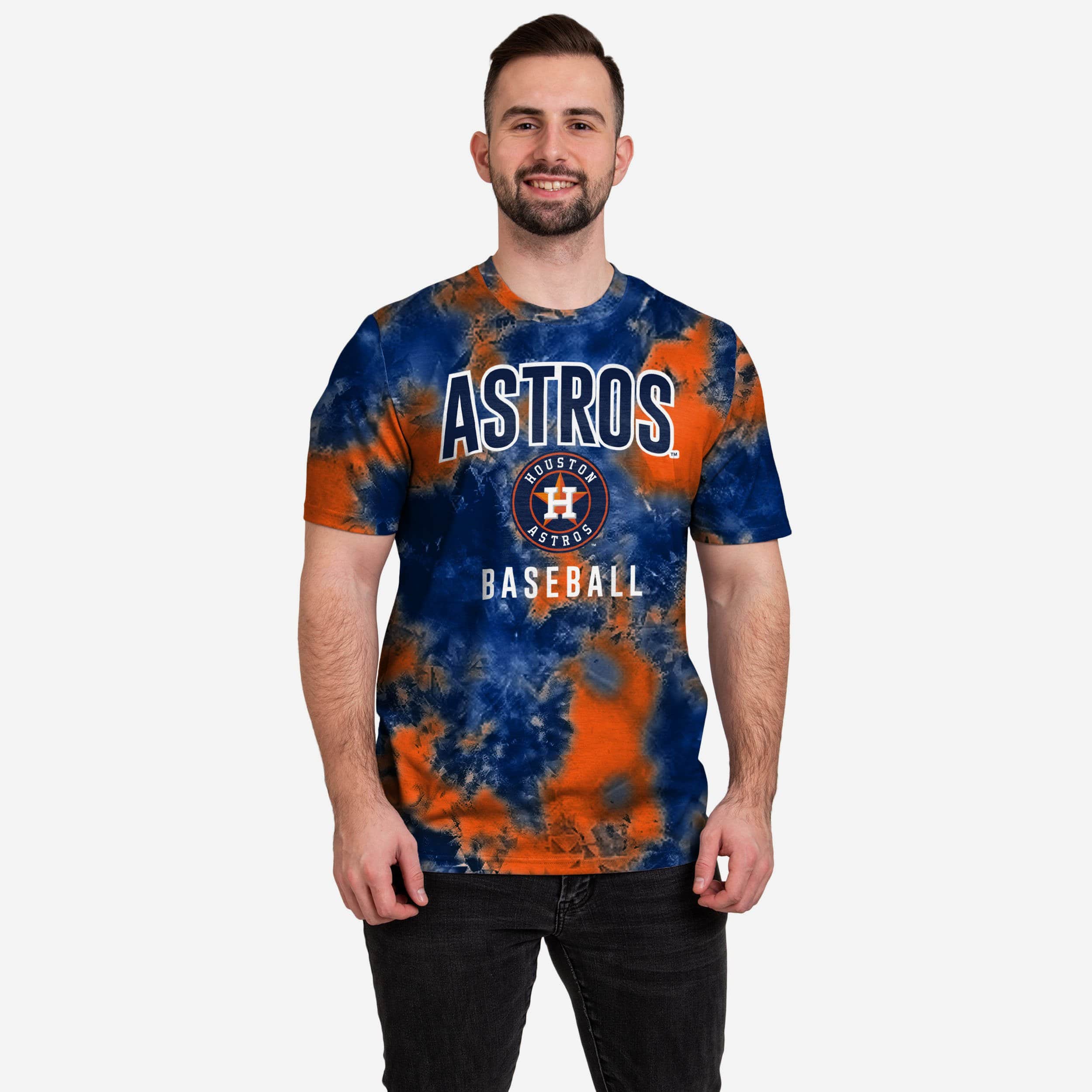 Stitches Adult Houston Astros Blaze Tie Dye T-Shirt