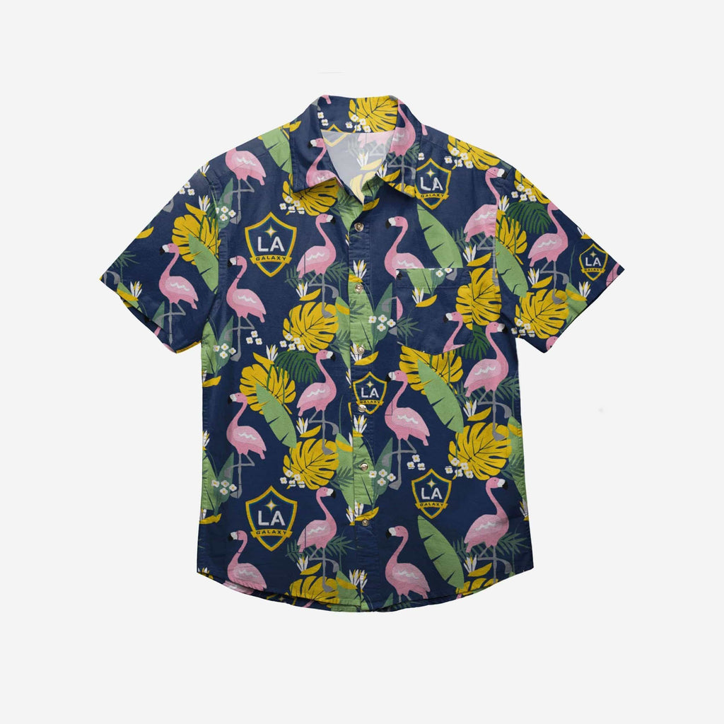 LA Galaxy Floral Button Up Shirt FOCO