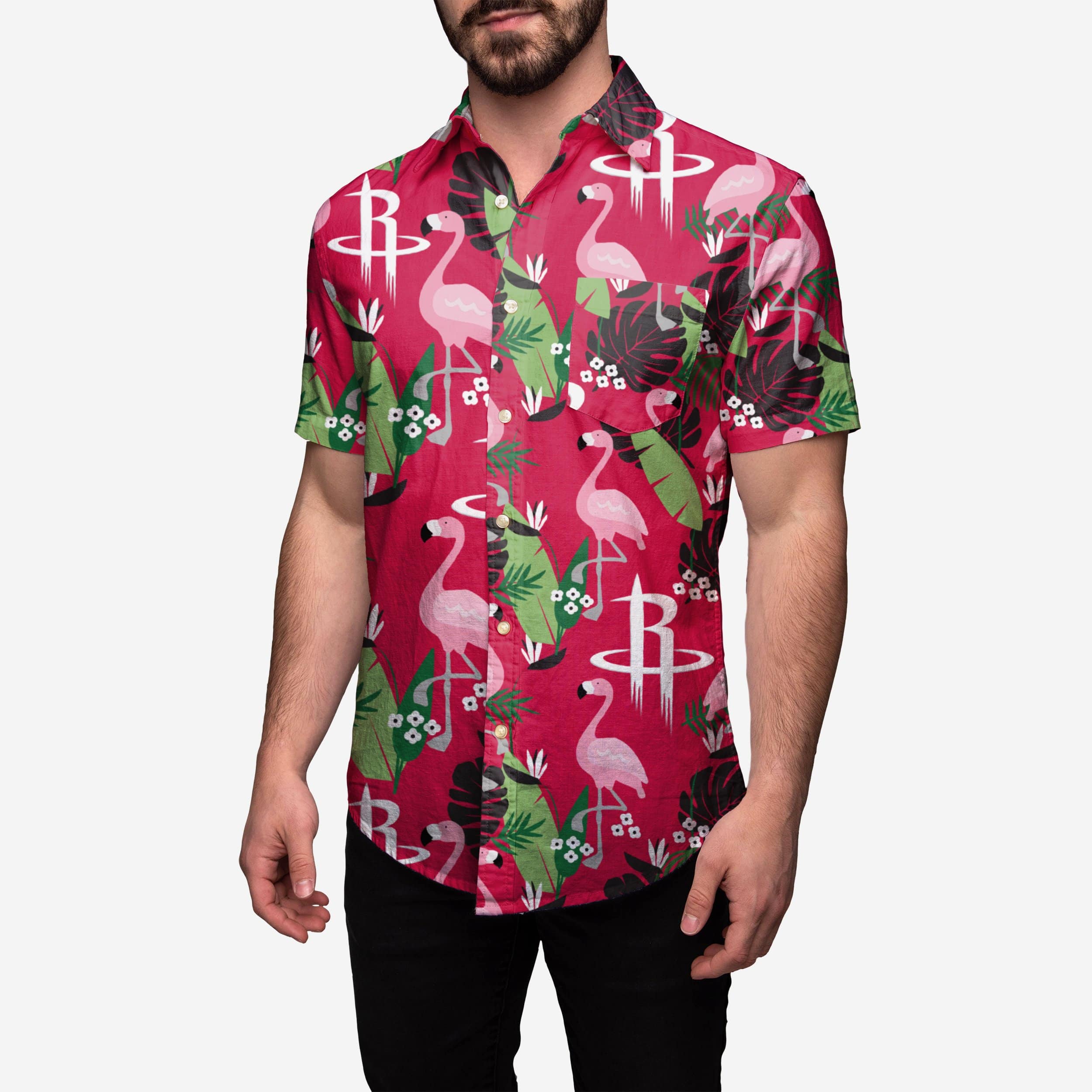 Houston Rockets Floral Button Up Shirt, Mens Size: S