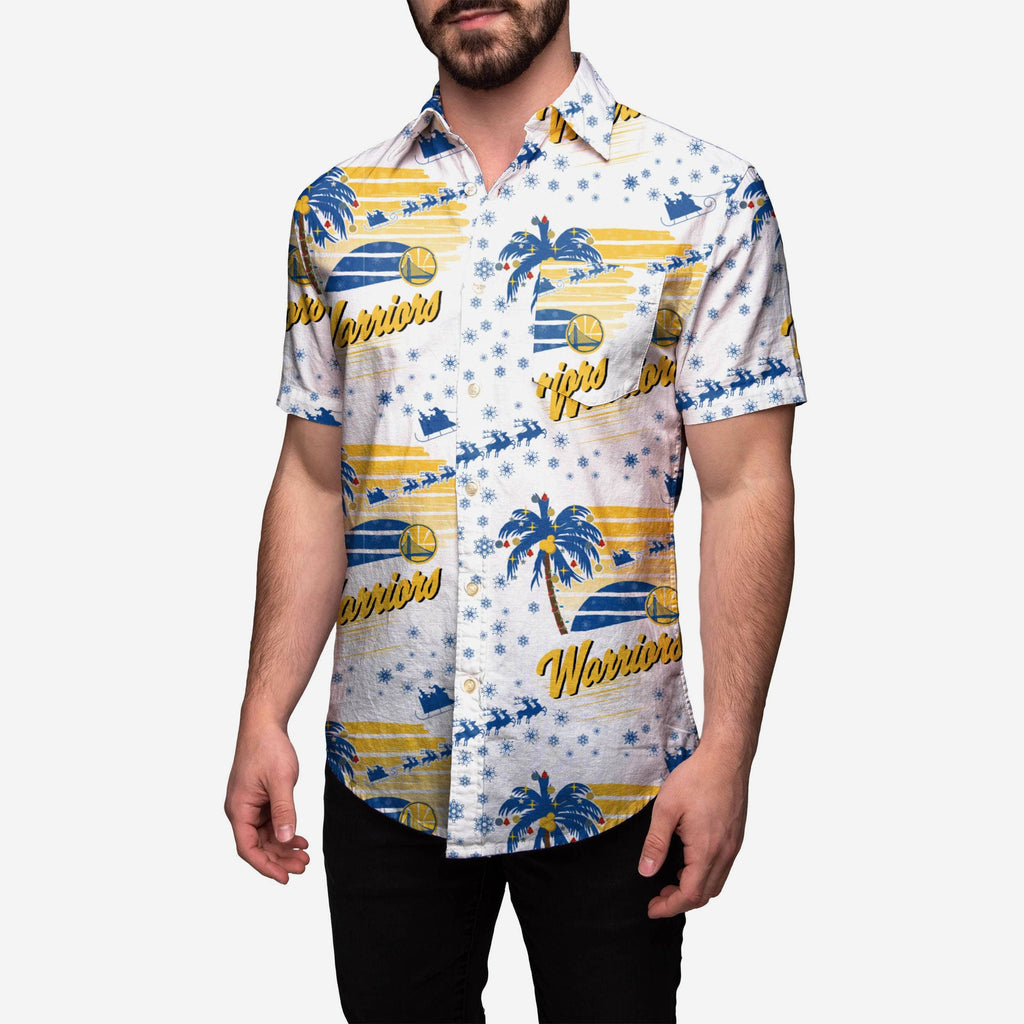 Golden State Warriors Winter Tropical Button Up Shirt FOCO M - FOCO.com