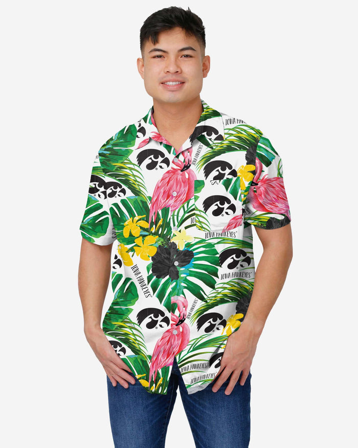 Iowa Hawkeyes Flamingo Button Up Shirt FOCO S - FOCO.com