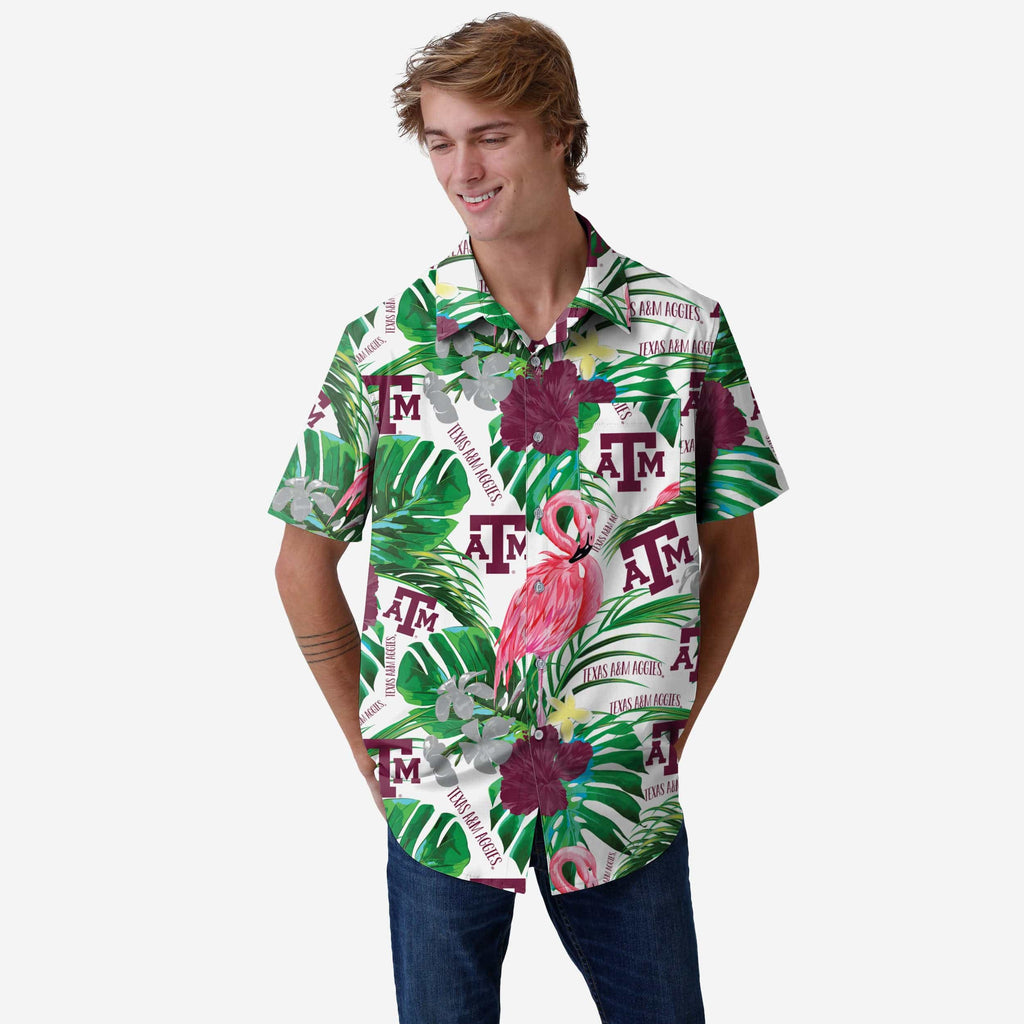 Texas A&M Aggies Flamingo Button Up Shirt FOCO S - FOCO.com