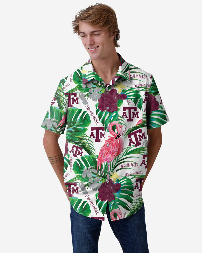 Texas A&M Aggies Flamingo Button Up Shirt FOCO S - FOCO.com