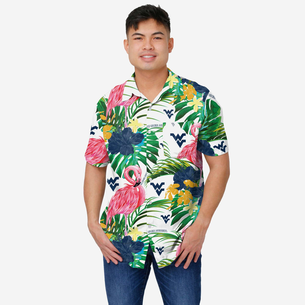 West Virginia Mountaineers Flamingo Button Up Shirt FOCO S - FOCO.com