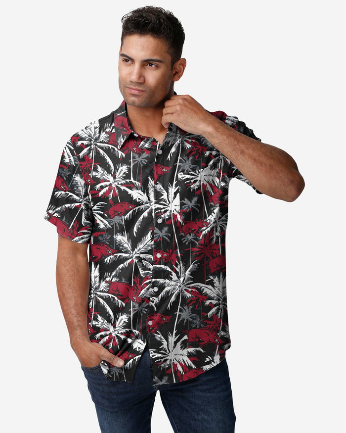 Arkansas Razorbacks Black Floral Button Up Shirt FOCO S - FOCO.com