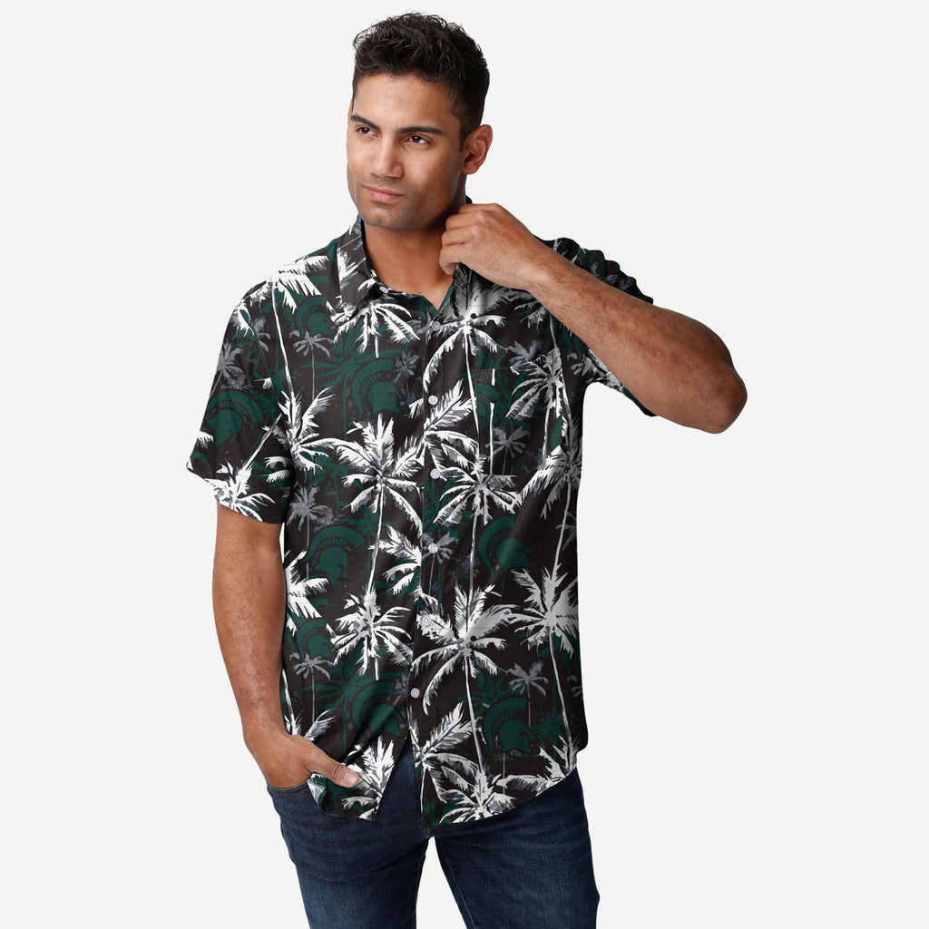 Michigan State Spartans Black Floral Button Up Shirt FOCO S - FOCO.com