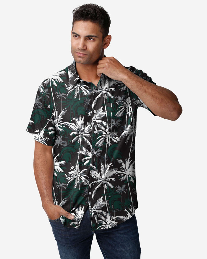 Michigan State Spartans Black Floral Button Up Shirt FOCO S - FOCO.com