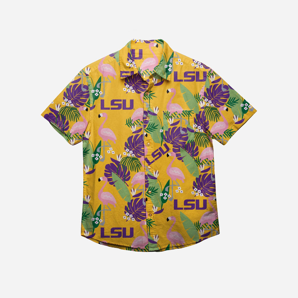 LSU Tigers Floral Button Up Shirt FOCO