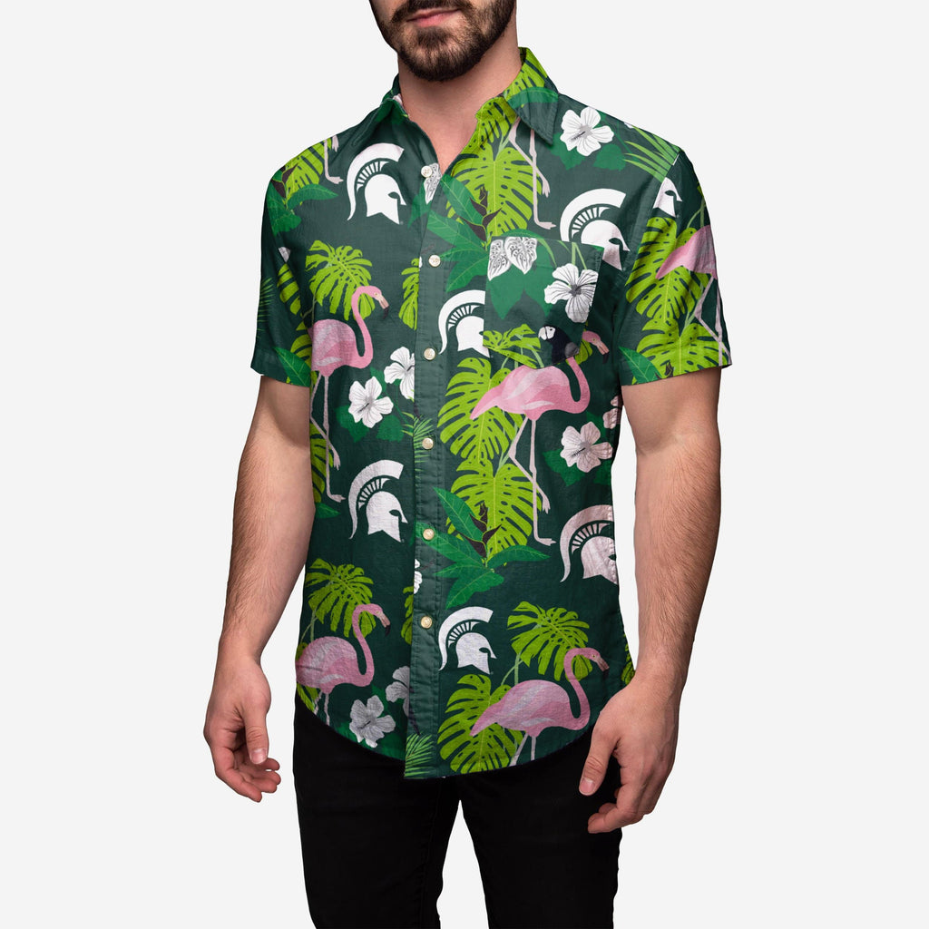 Michigan State Spartans Floral Button Up Shirt FOCO