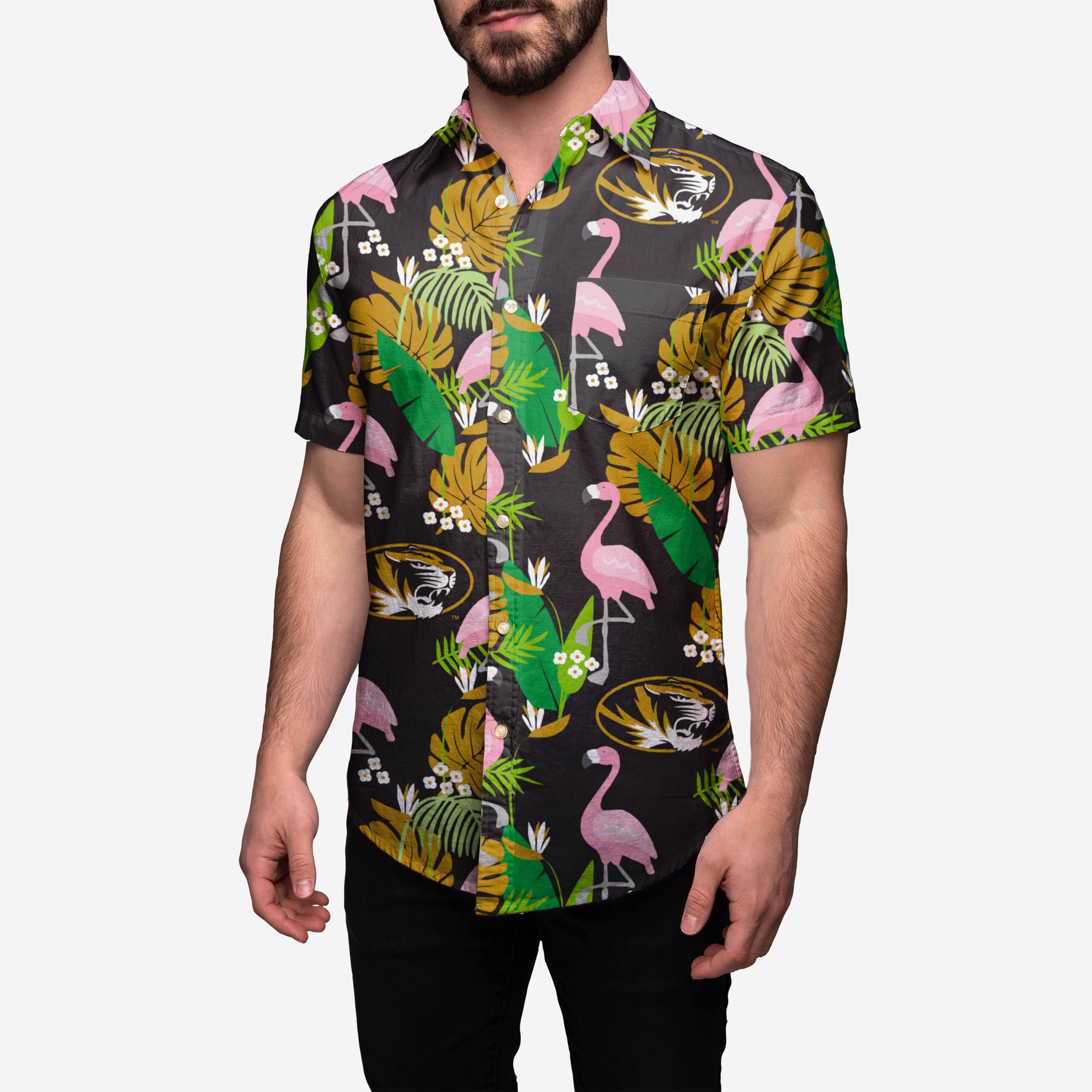 Detroit Tigers Floral Button-Up Shirt - Navy