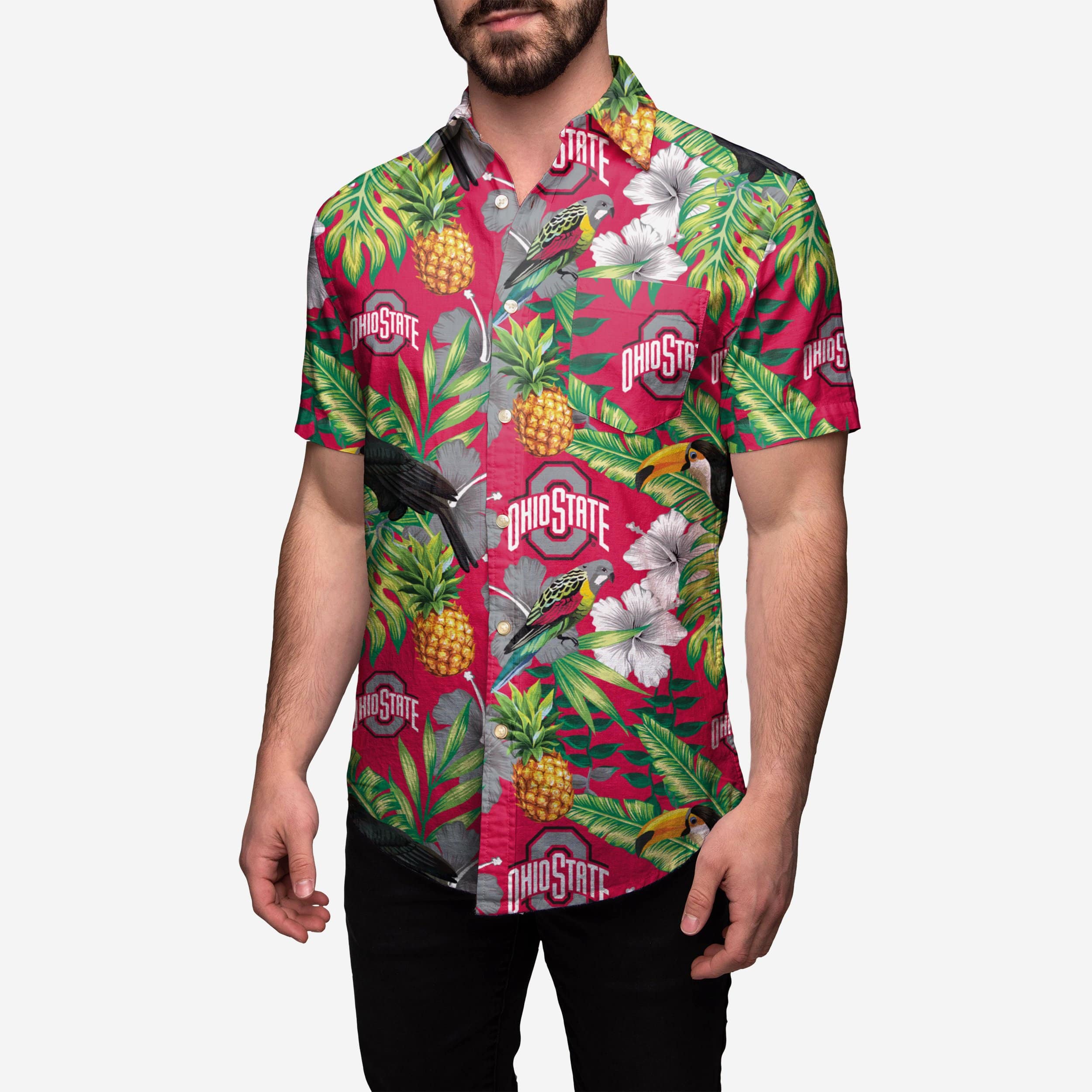 Ohio State Hawaiian Shirt Ohio State Buckeyes Team Tropical Shirt -  Upfamilie Gifts Store