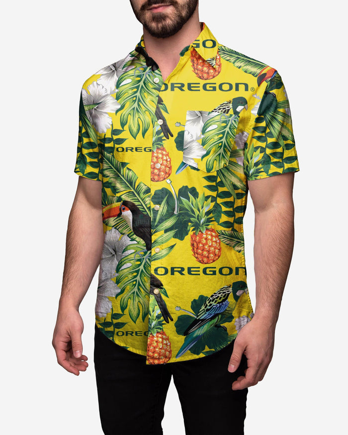 Oregon Ducks Floral Button Up Shirt FOCO S - FOCO.com