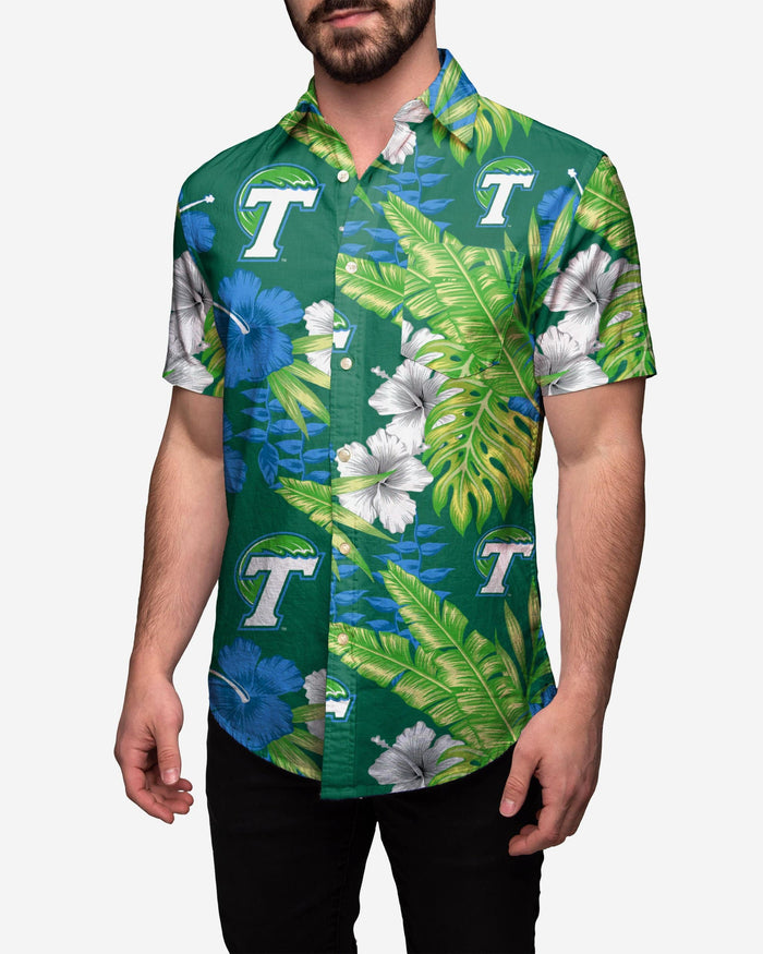 Tulane Green Wave Floral Button Up Shirt FOCO S - FOCO.com