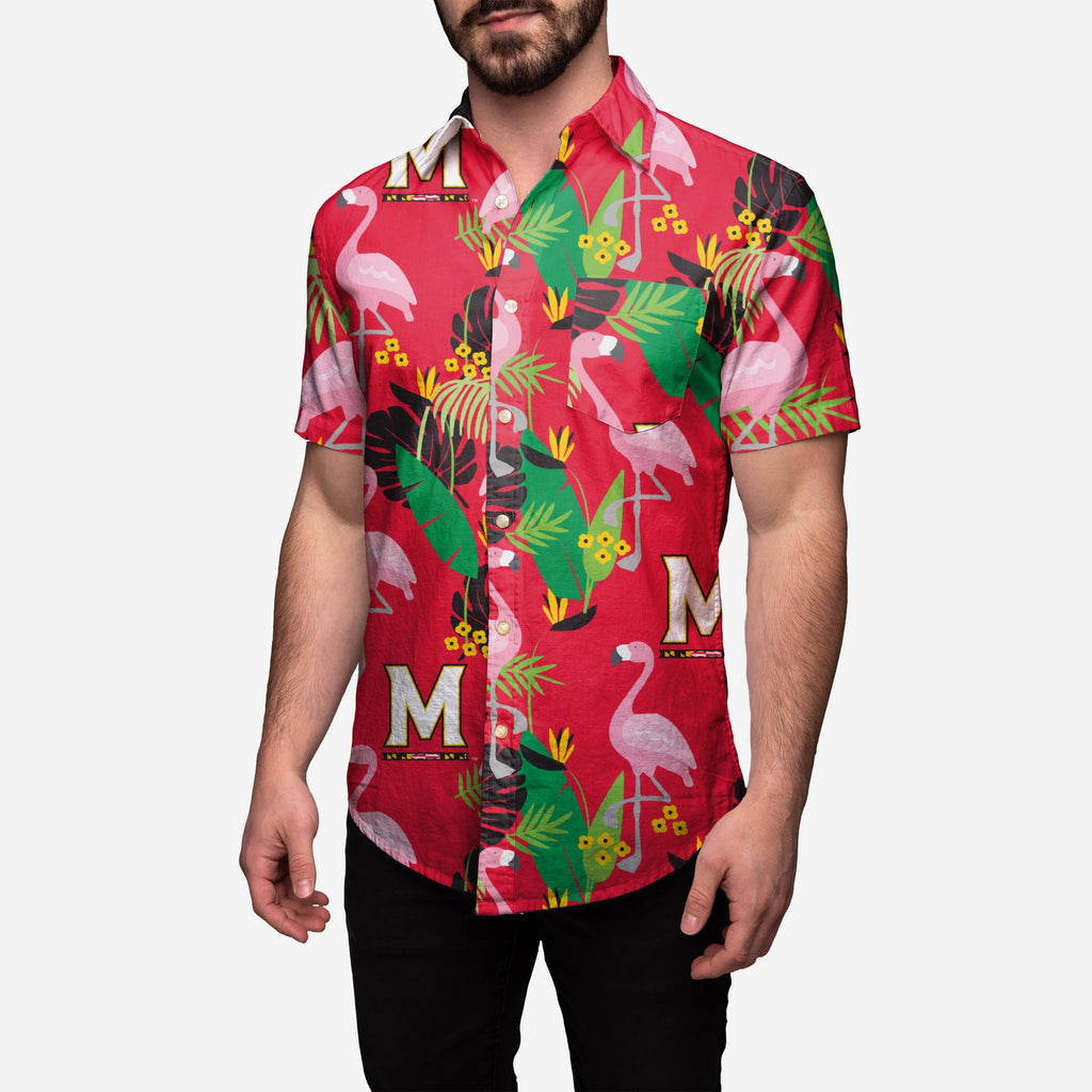 Maryland Terrapins Floral Button Up Shirt FOCO S - FOCO.com