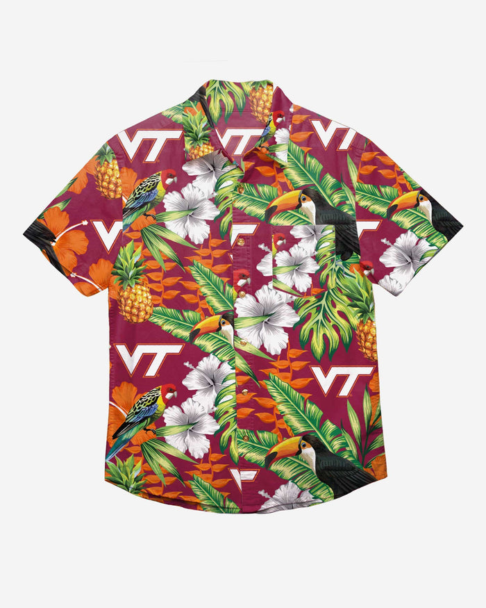 Virginia Tech Hokies Floral Button Up Shirt FOCO