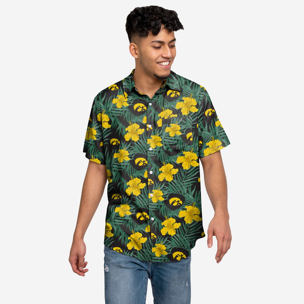 Iowa Hawkeyes Hibiscus Button Up Shirt FOCO S - FOCO.com