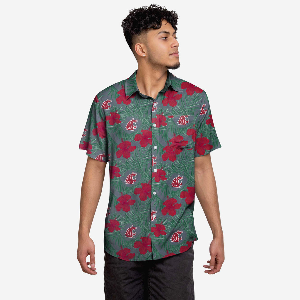 Washington State Cougars Hibiscus Button Up Shirt FOCO S - FOCO.com