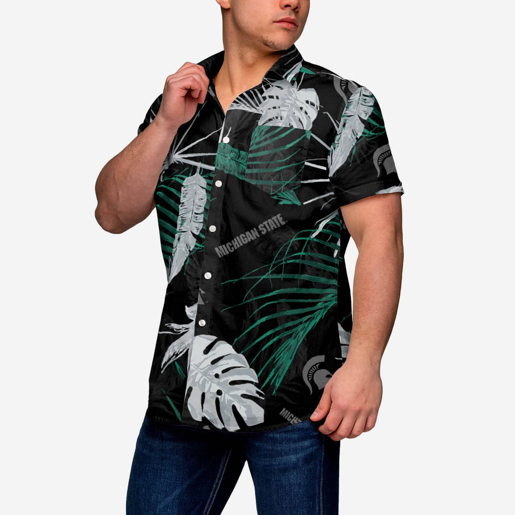 Michigan State Spartans Neon Palm Button Up Shirt FOCO S - FOCO.com