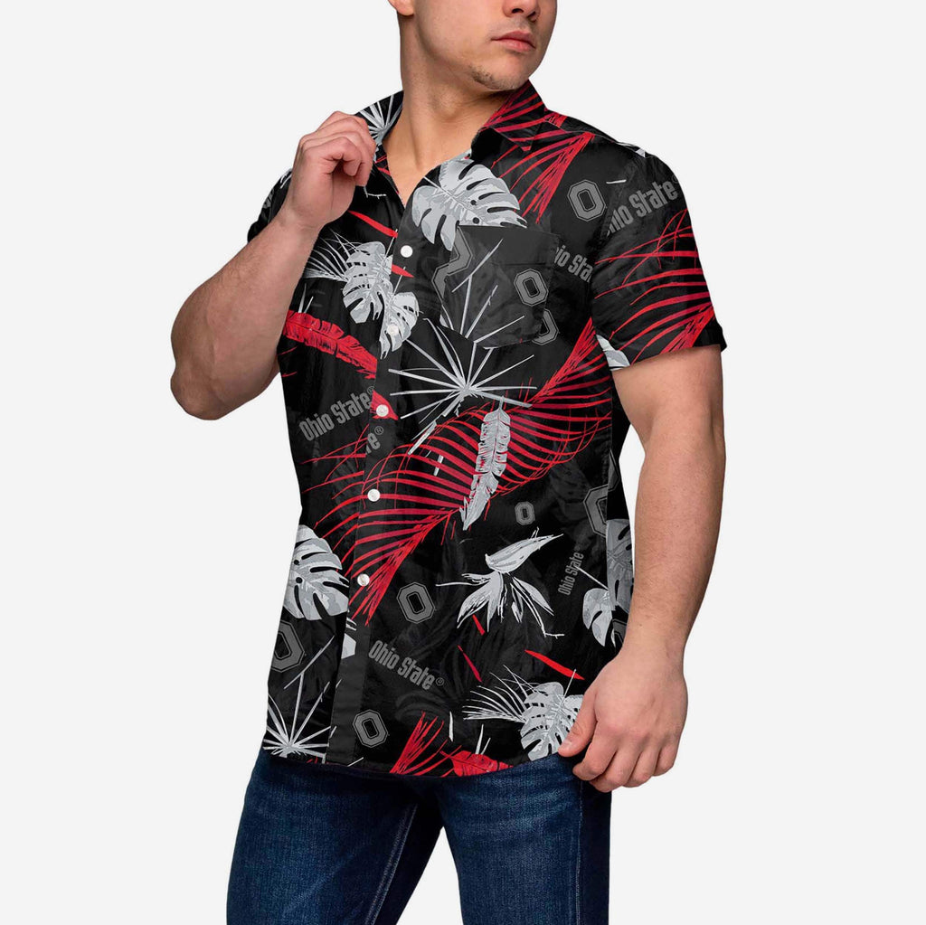 Ohio State Buckeyes Neon Palm Button Up Shirt FOCO S - FOCO.com