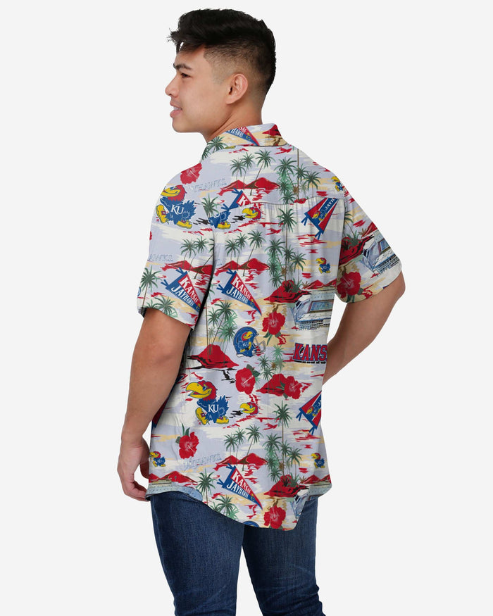 Kansas Jayhawks Thematic Stadium Print Button Up Shirt FOCO - FOCO.com