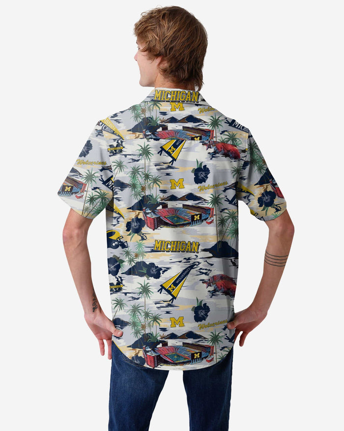 Michigan Wolverines Thematic Stadium Print Button Up Shirt FOCO - FOCO.com