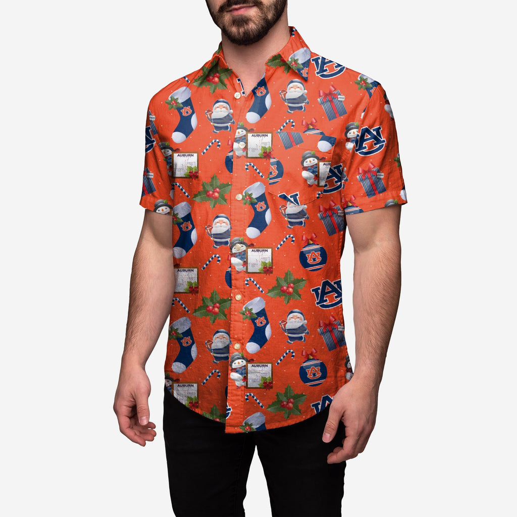 Auburn Tigers Christmas Explosion Button Up Shirt FOCO S - FOCO.com