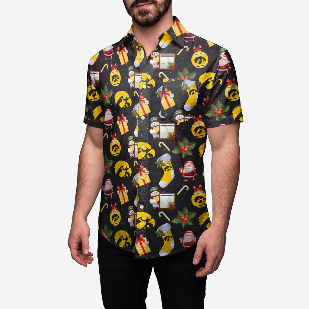 Iowa Hawkeyes Christmas Explosion Button Up Shirt FOCO S - FOCO.com