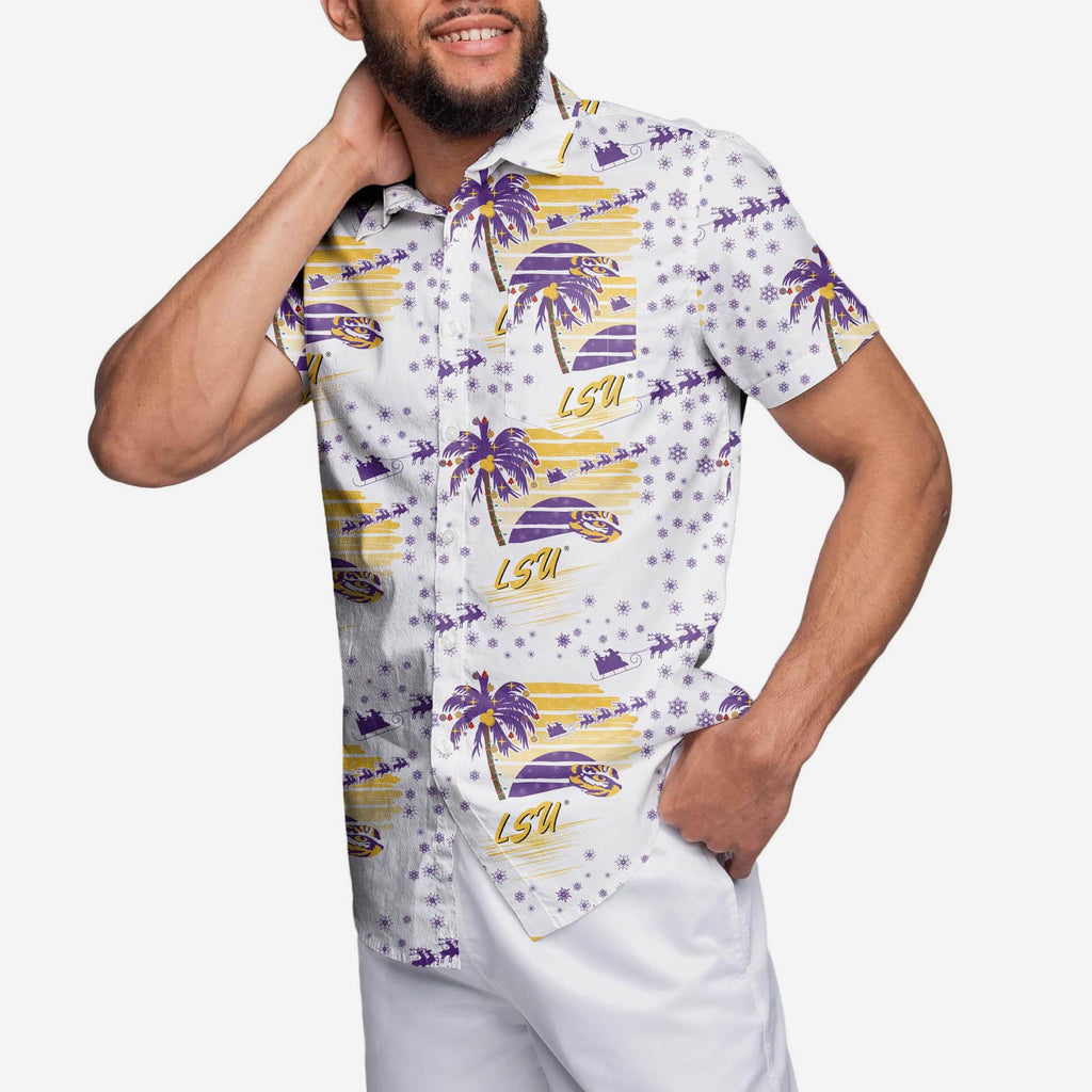 LSU Tigers Winter Tropical Button Up Shirt FOCO S - FOCO.com