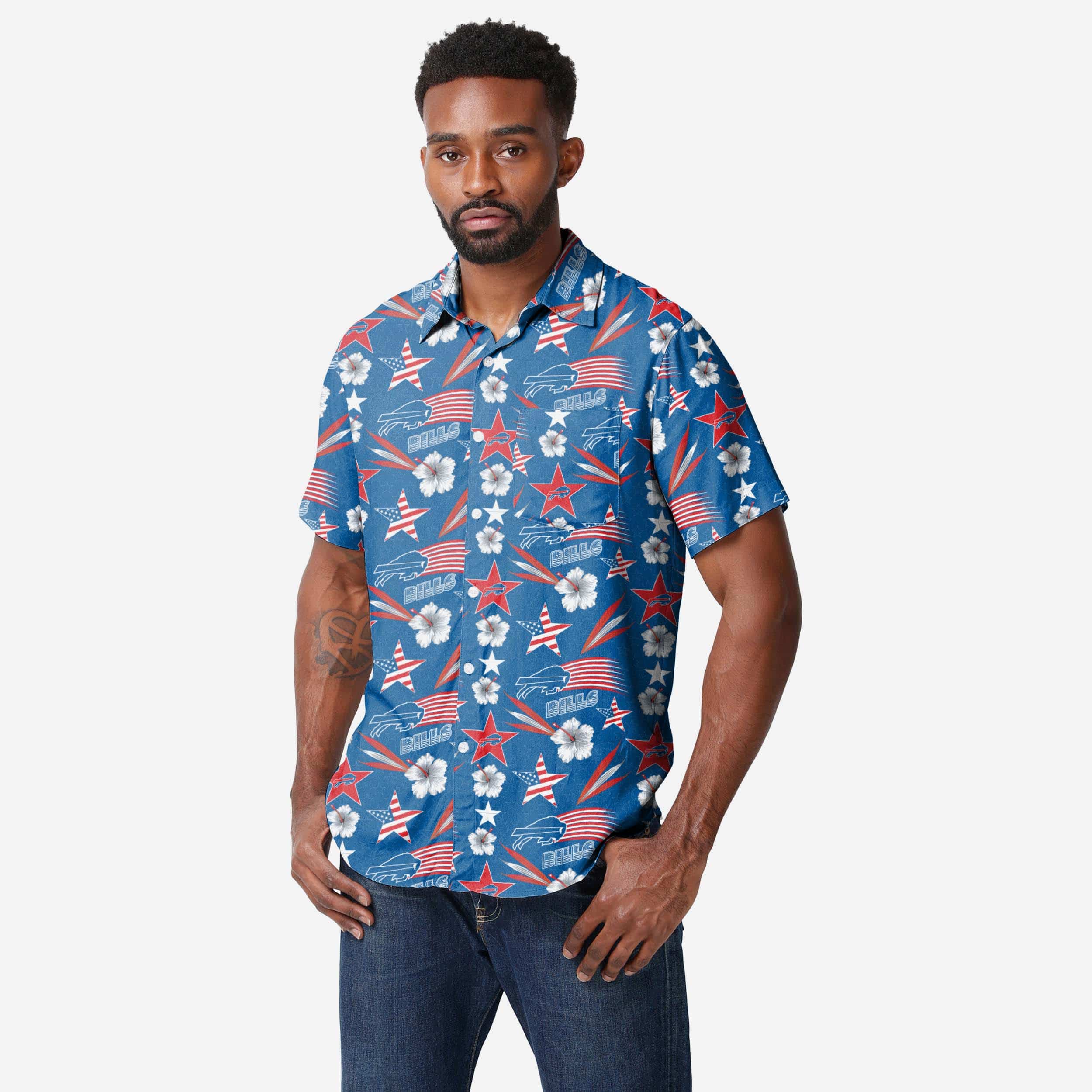 Buffalo Bills Neon Floral Button Up Shirt